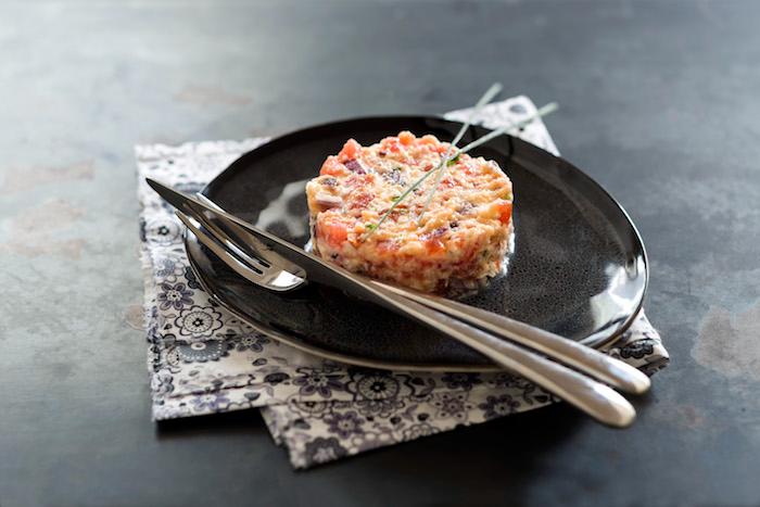 Tartara vegetariana con mozzarella e aromi di agrumi